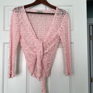 Lani Lau pink crocheted shrug